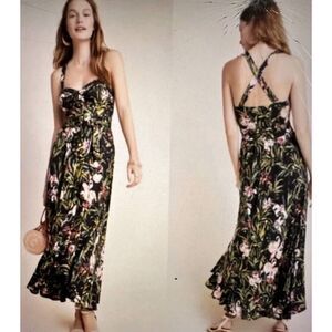 Anthropologie Maeve Gabriela Ruffled Maxi Dress Tropical Floral  $160 Size S